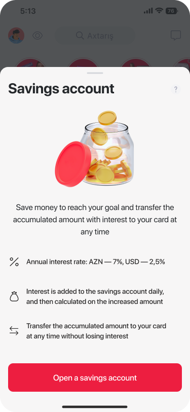 Savings account detail sheet explaining interest rate