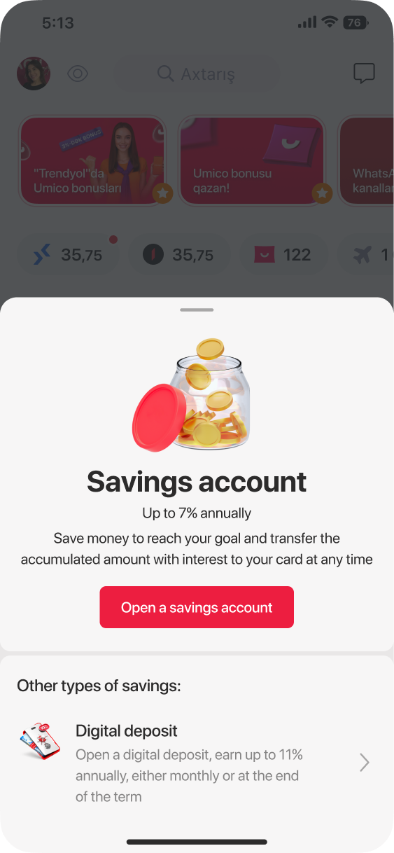 Customize goal screen with Travel category selected