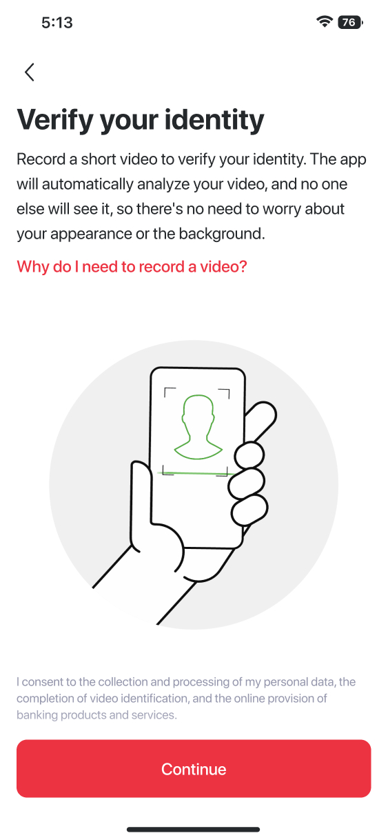 Verify your identity biometric video screen